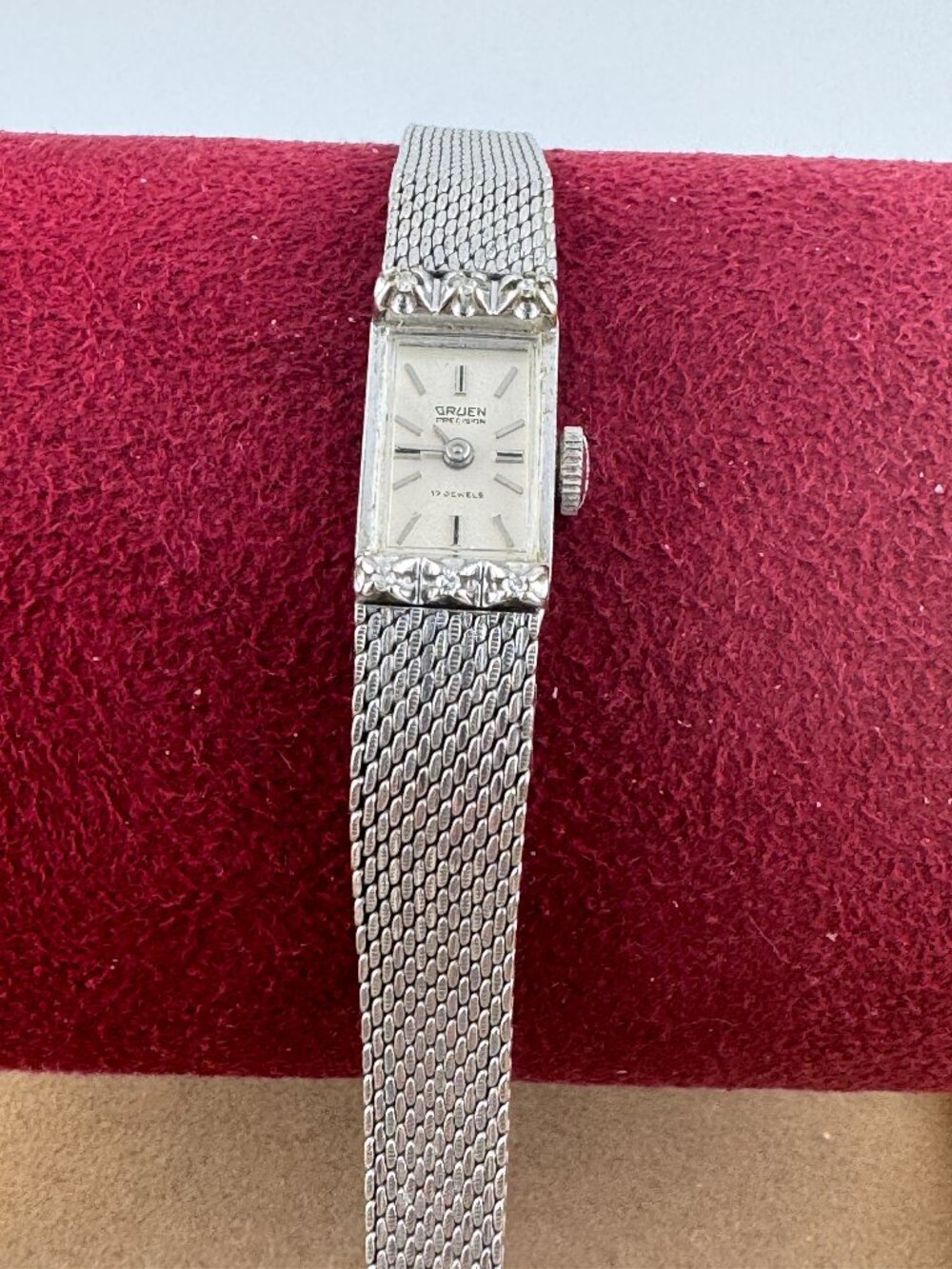 Vintage Gruen 17 Jewel 1950's Mid Century Ladies Diamond Watch 10K Gold Filled - Picture 2 of 10